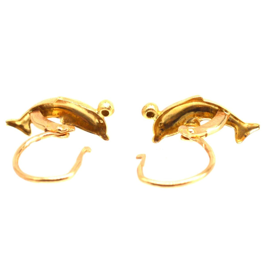 Vintage 18ct Gold Dolphin Sleeper Earrings