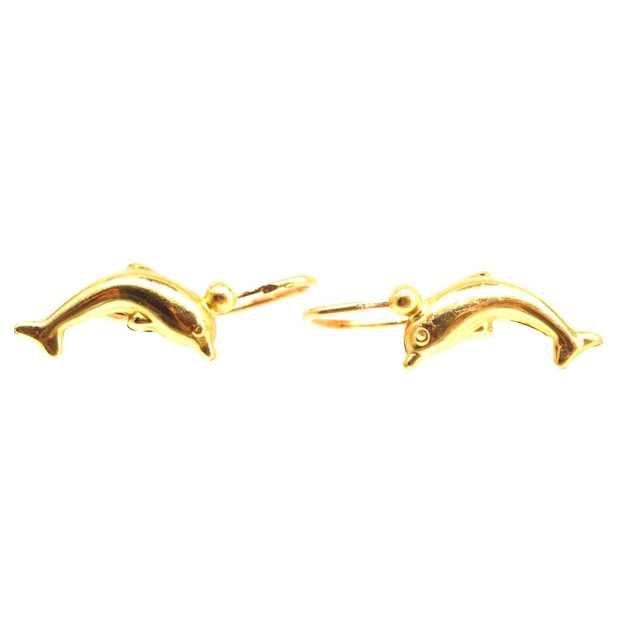 Vintage 18ct Gold Dolphin Sleeper Earrings