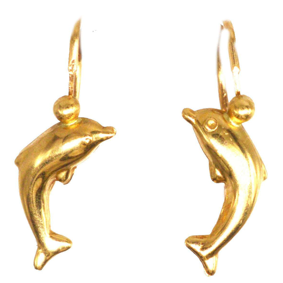 Vintage 18ct Gold Dolphin Sleeper Earrings
