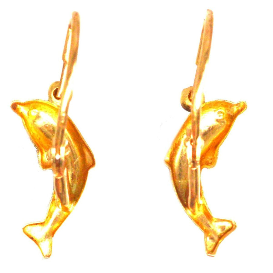 Vintage 18ct Gold Dolphin Sleeper Earrings