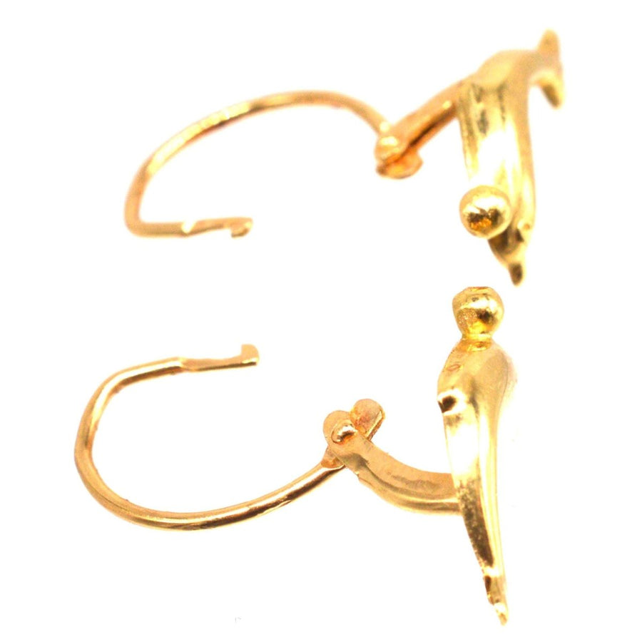 Vintage 18ct Gold Dolphin Sleeper Earrings