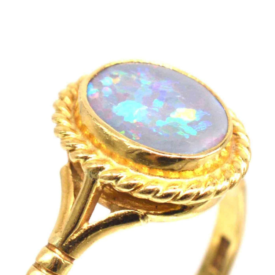 Vintage 18ct Gold Grey Opal Ring