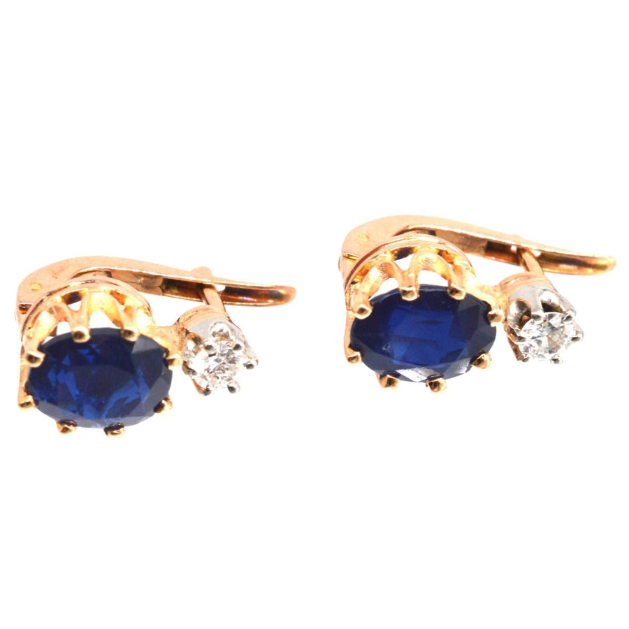 Vintage 18ct Gold Sapphire and Diamond Earrings