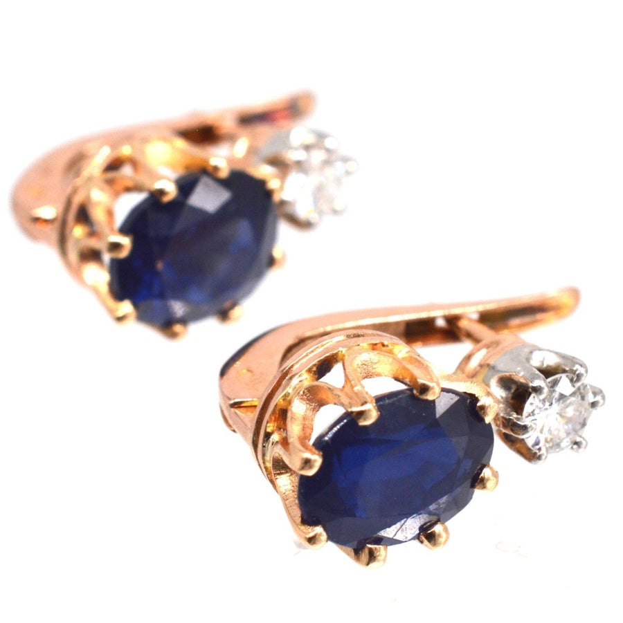 Vintage 18ct Gold Sapphire and Diamond Earrings