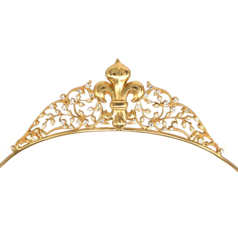 Vintage Malcolm Morris 24ct Gold Plated Metal & Paste Fleur-de-Lis Tiara