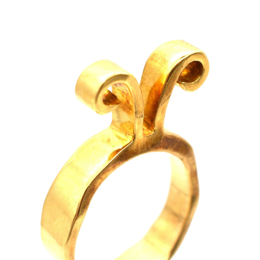 1960s 18ct gold Aries ring by Walter Schluep showcasing the Aries symbol in original design.