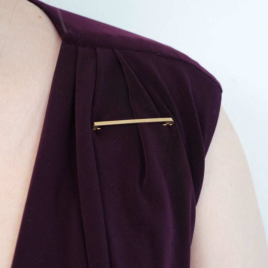 1960s 9ct Gold Plain Flat Bar Brooch | Parkin and Gerrish | Antique & Vintage Jewellery