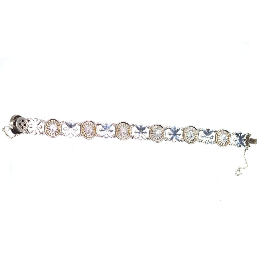 1960s green tourmaline paste and diamond paste bracelet, crafted by Louis Simpson Ltd in London.