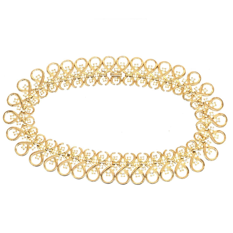 1960s Trifari Gold-Tone and Paste Necklace