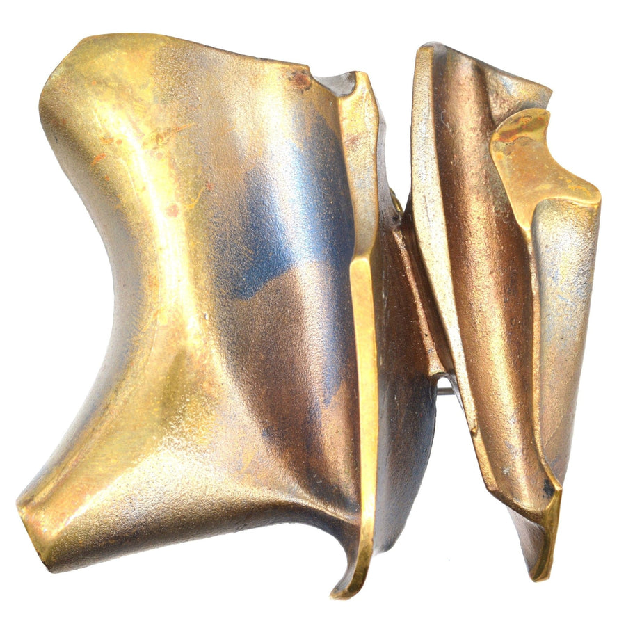1970s ‘Daytona’ Flame Bronze Pendant Brooch in Chain by Bjorn Weckstrom for Lapponia