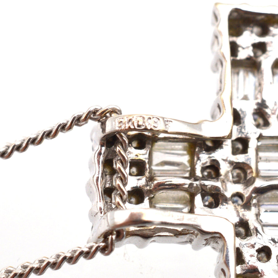 Vintage 1990s 18ct White Gold & 3 Carat Diamond Cross Pendant