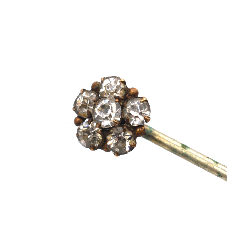 Art Deco Gilt Metal Paste Cluster Tie Pin