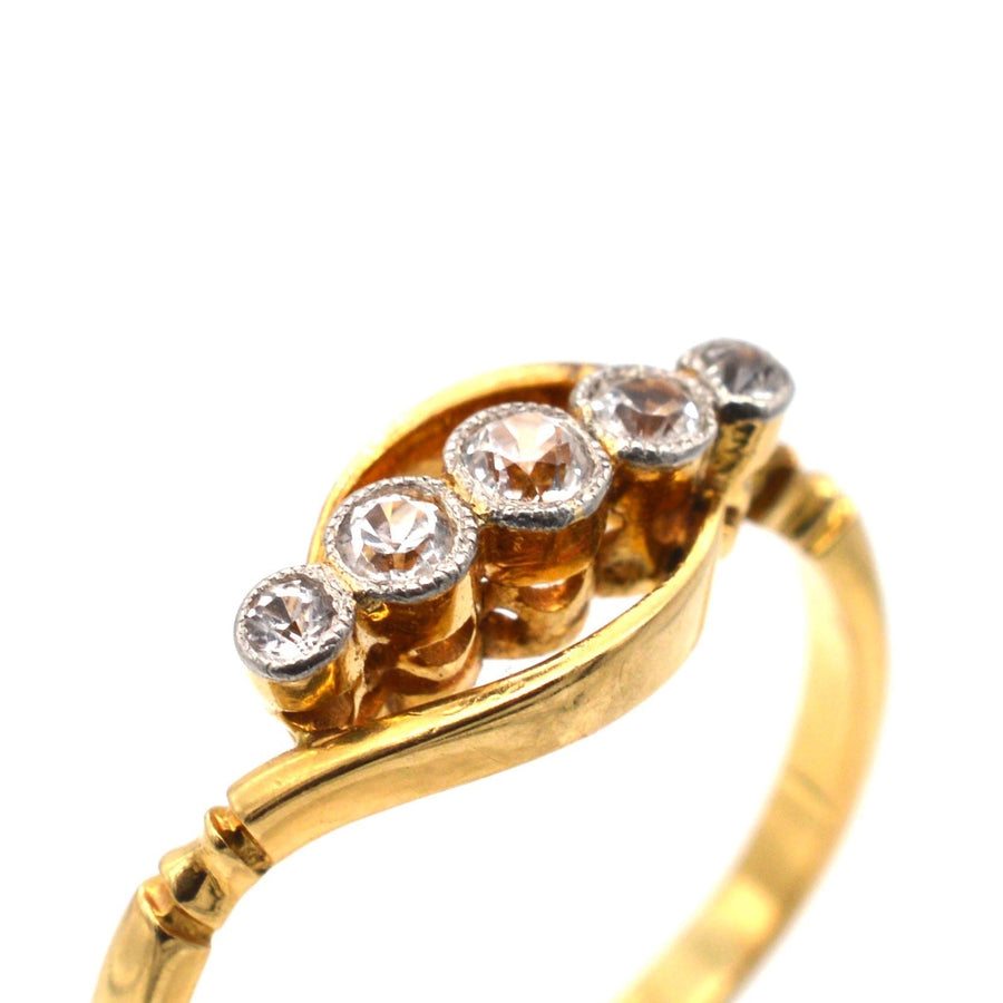 Art Deco 18ct Gold, Five Stone Diamond Ring | Parkin and Gerrish | Antique & Vintage Jewellery