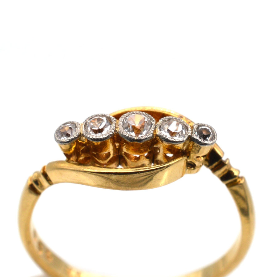 Art Deco 18ct Gold, Five Stone Diamond Ring | Parkin and Gerrish | Antique & Vintage Jewellery