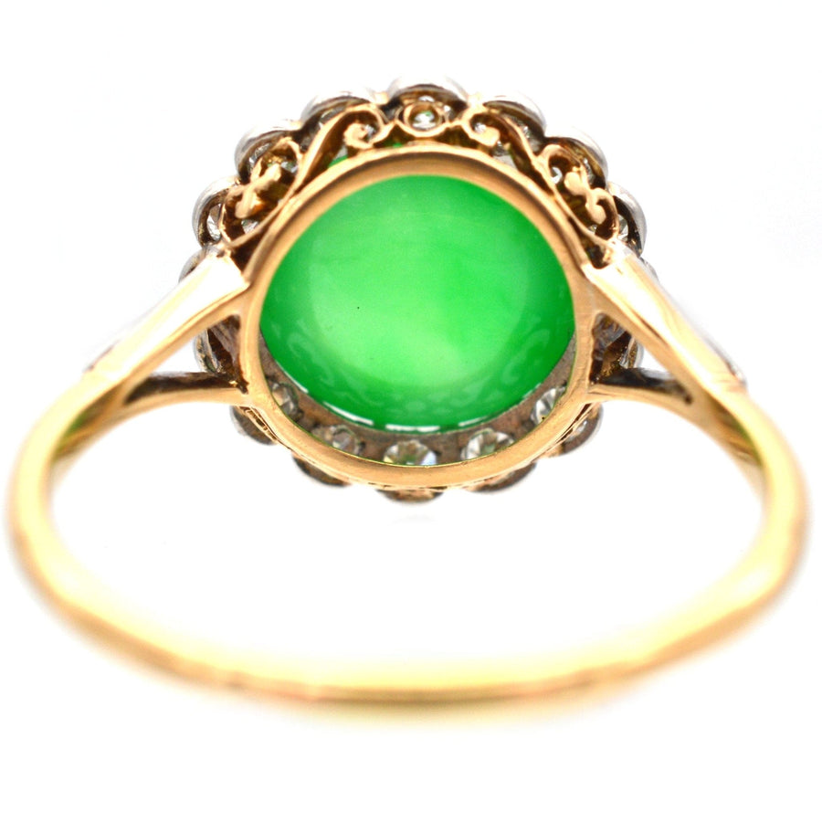 Art Deco 18ct Gold, Imperial Jade & Diamond Ring | Parkin and Gerrish | Antique & Vintage Jewellery