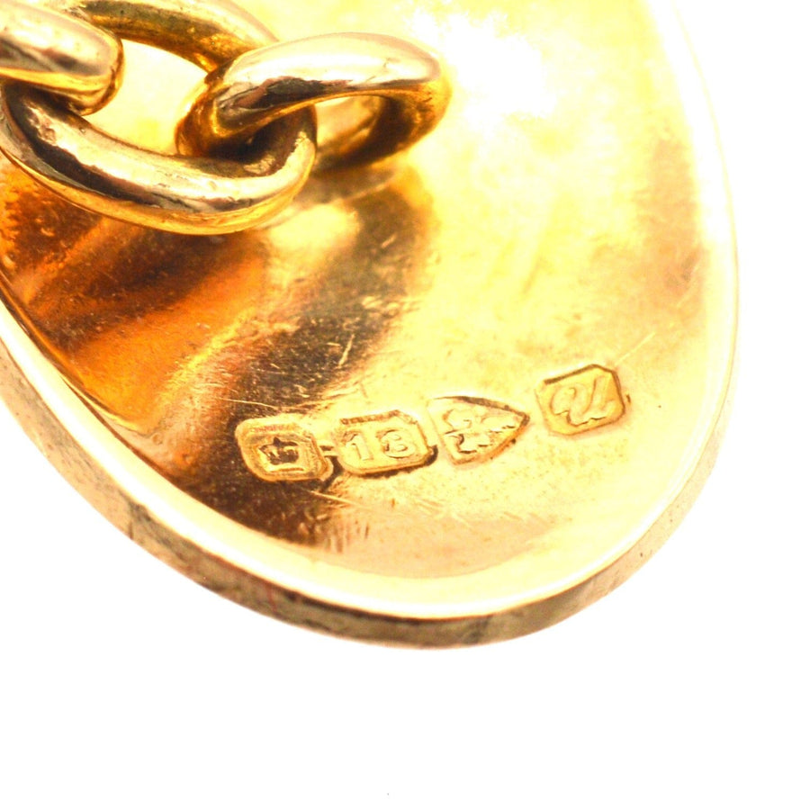 Art Deco 18ct Gold Plain Oval Cufflinks | Parkin and Gerrish | Antique & Vintage Jewellery