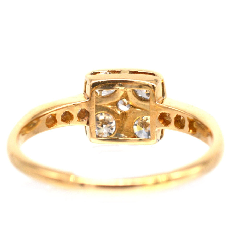 Art Deco 18ct Gold & Platinum Diamond Square Ring | Parkin and Gerrish | Antique & Vintage Jewellery