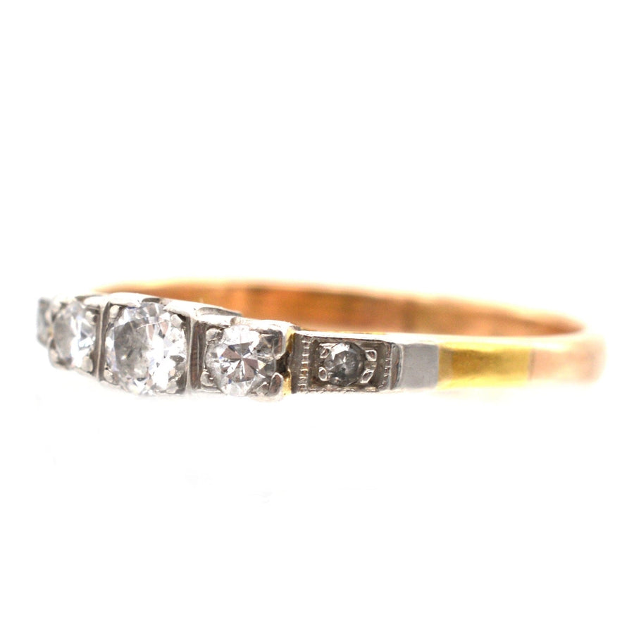 Art Deco 18ct Gold & Platinum, Three Stone Diamond Ring with Diamond Shoulders | Parkin and Gerrish | Antique & Vintage Jewellery