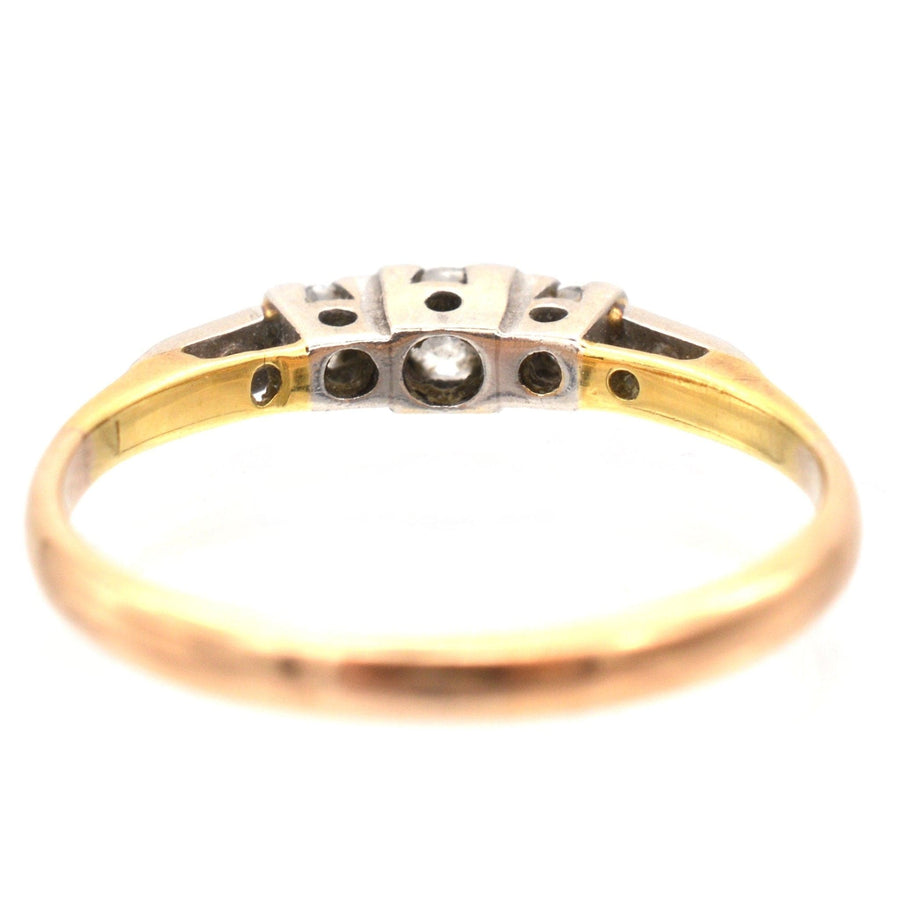 Art Deco 18ct Gold & Platinum, Three Stone Diamond Ring with Diamond Shoulders | Parkin and Gerrish | Antique & Vintage Jewellery