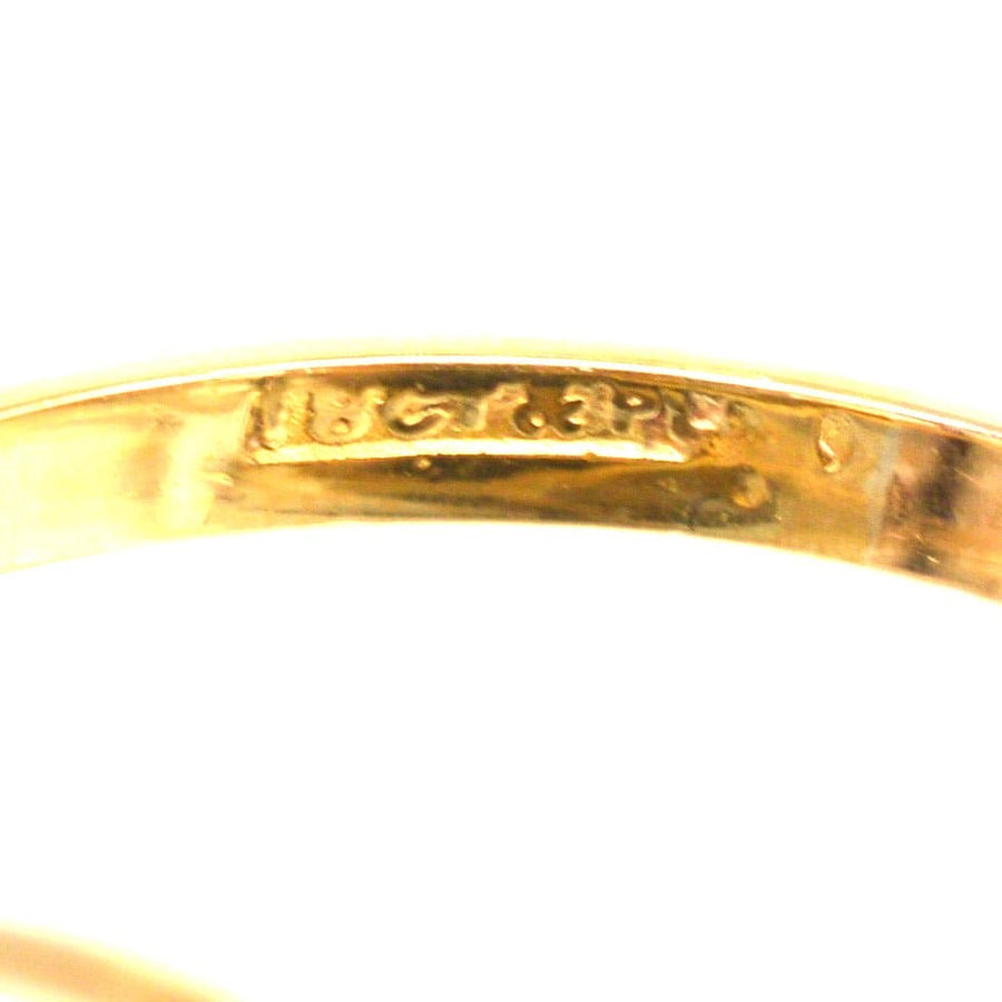Art Deco 18ct Gold & Platinum Three Stone Diamond Star Halo Design Ring | Parkin and Gerrish | Antique & Vintage Jewellery