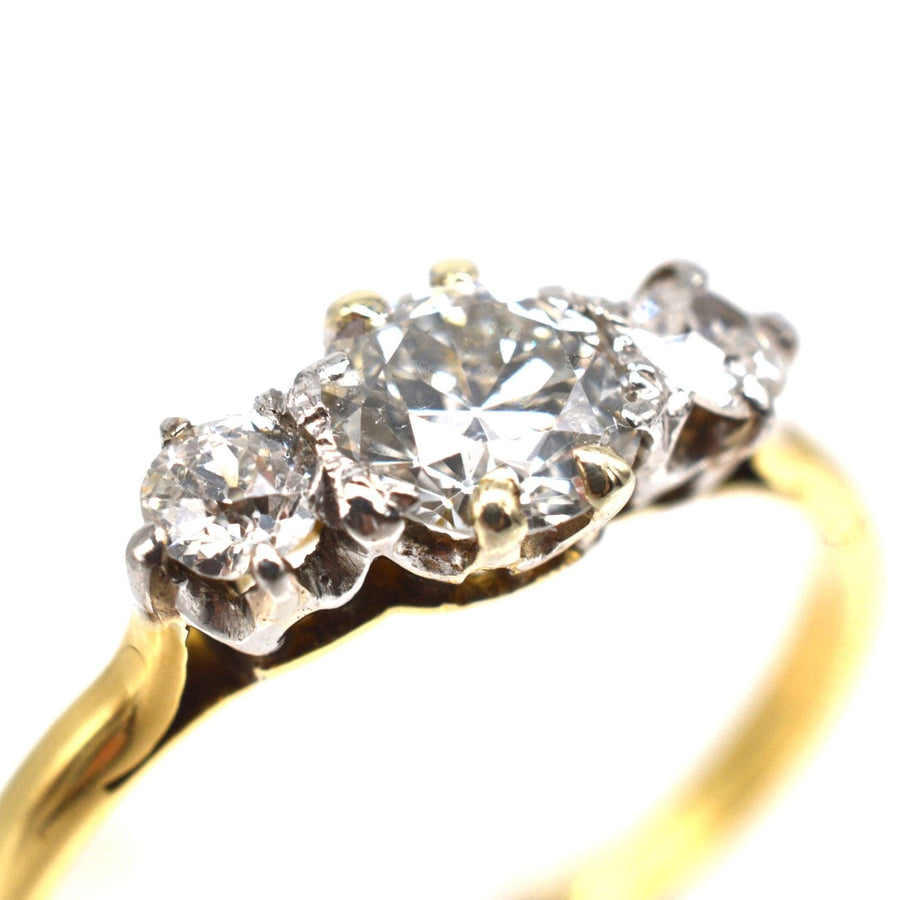 Art Deco 18ct Gold Transitional Cut Diamond Three Stone Ring | Parkin and Gerrish | Antique & Vintage Jewellery