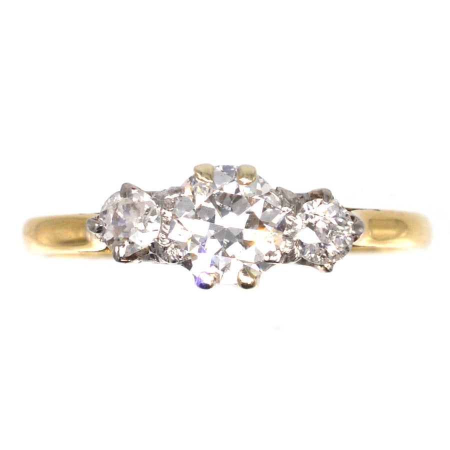 Art Deco 18ct Gold Transitional Cut Diamond Three Stone Ring | Parkin and Gerrish | Antique & Vintage Jewellery