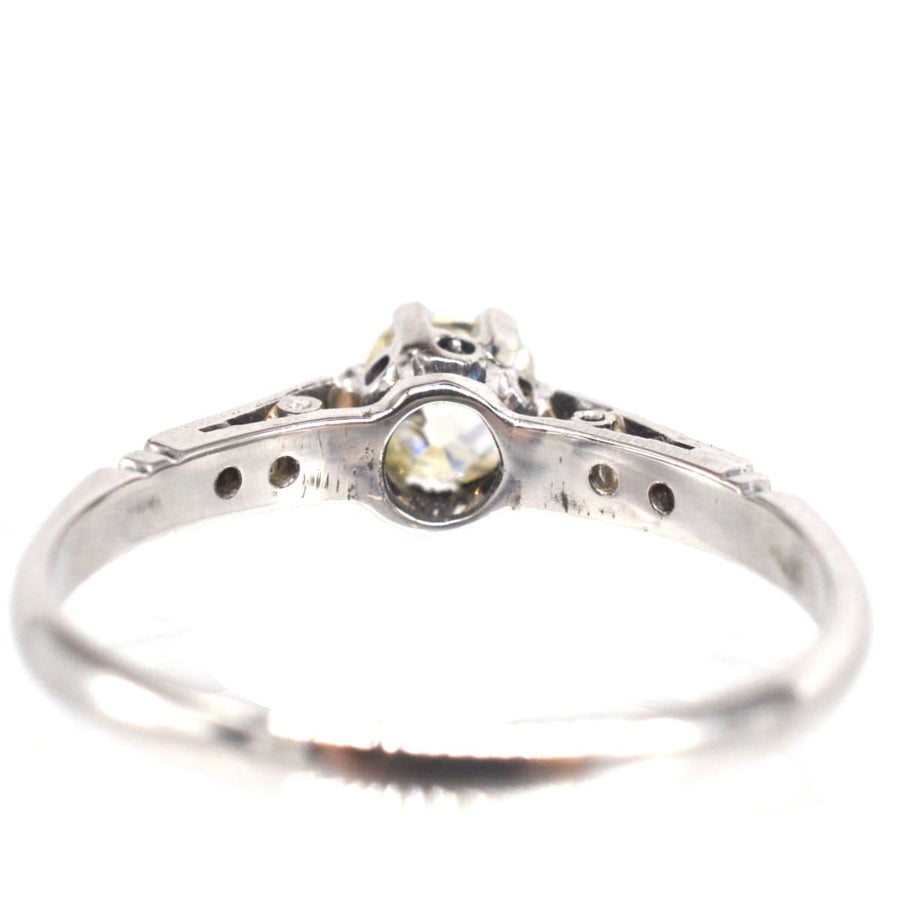 Art Deco 18ct White Gold & Platinum Old Mine Cut Diamond Solitaire Ring | Parkin and Gerrish | Antique & Vintage Jewellery