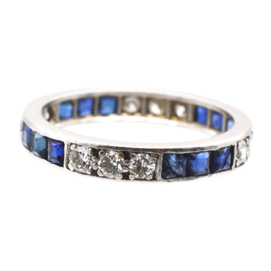 Art Deco 18ct White Gold Sapphire and Diamond Eternity Ring | Parkin and Gerrish | Antique & Vintage Jewellery