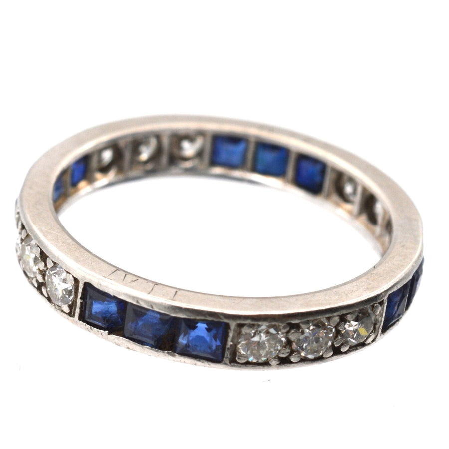 Art Deco 18ct White Gold Sapphire and Diamond Eternity Ring | Parkin and Gerrish | Antique & Vintage Jewellery