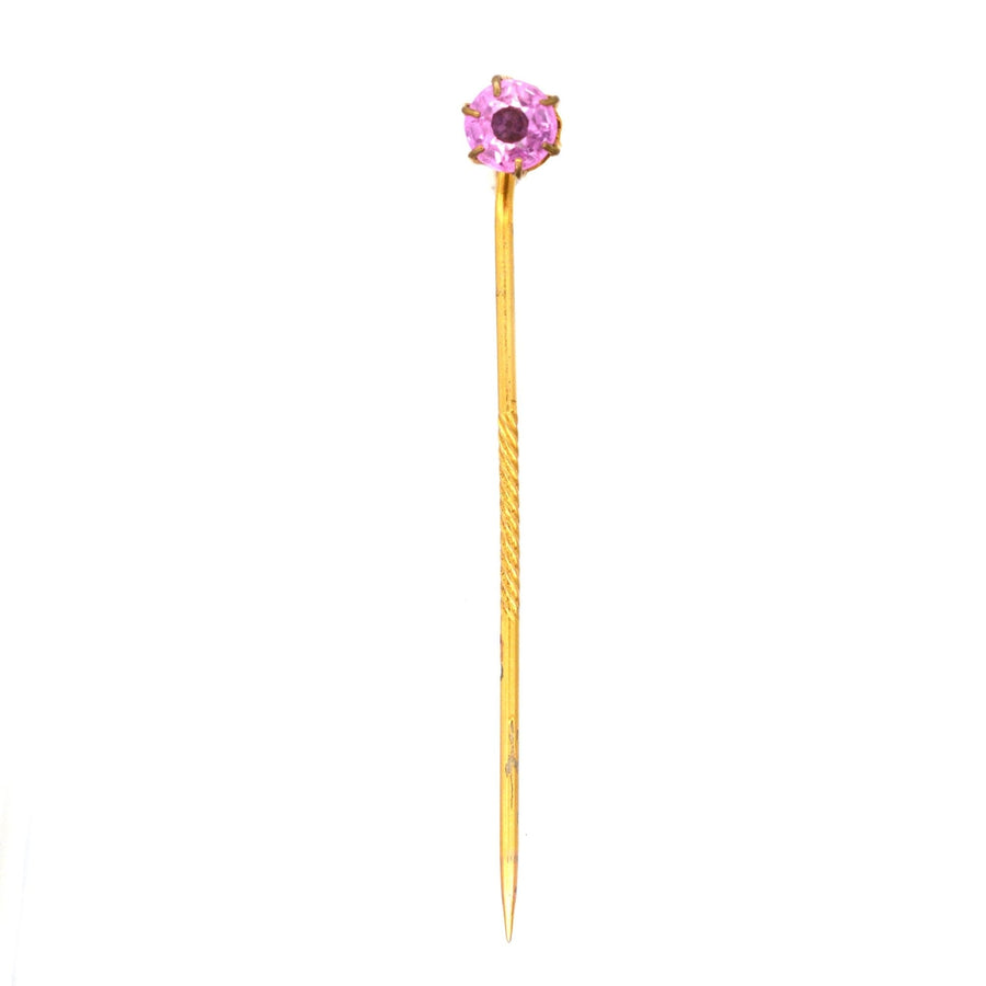 Art Deco 9ct Gold, 1 Carat Pink Sapphire Tie Pin | Parkin and Gerrish | Antique & Vintage Jewellery