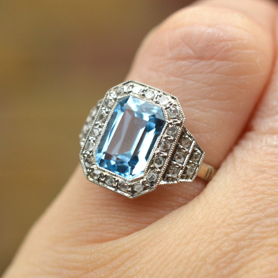 Art Deco Blue Spinel and Diamond Ring | Parkin and Gerrish | Antique & Vintage Jewellery