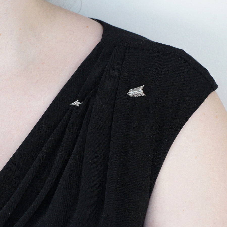 Art Deco Platinum & 18ct Gold, Rose Cut Diamond Arrow Jabot Pin Brooch | Parkin and Gerrish | Antique & Vintage Jewellery