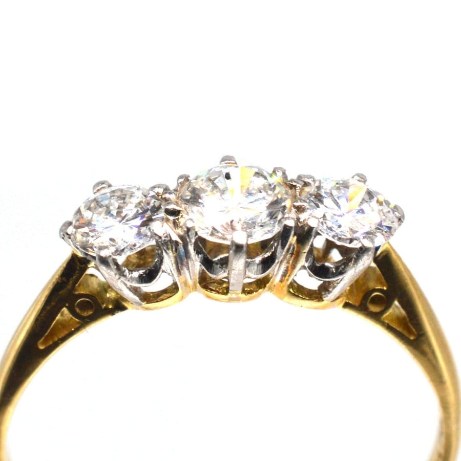 Art Deco Platinum and 18ct Gold Three Stone Diamond Ring | Parkin and Gerrish | Antique & Vintage Jewellery