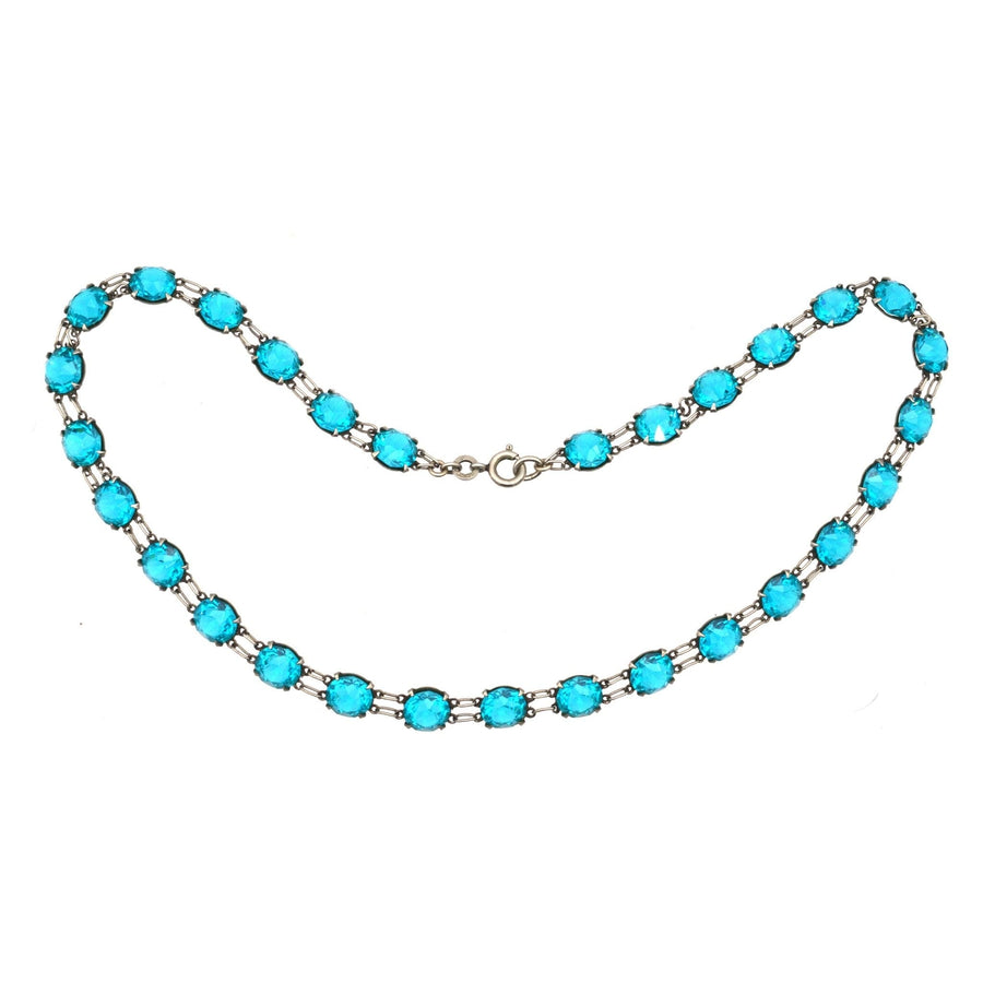 Art Deco Silver & Blue Paste Necklace | Parkin and Gerrish | Antique & Vintage Jewellery