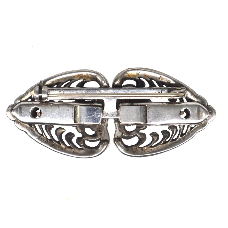 Art Deco Silver & Marcasite Double Clip Brooch