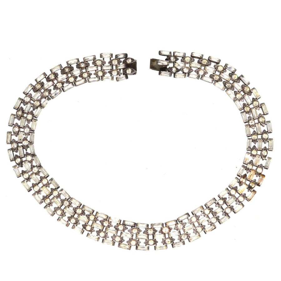 Elegant Art Deco silver paste choker necklace, inspired by Queen Alexandra, perfect for formal occasions.