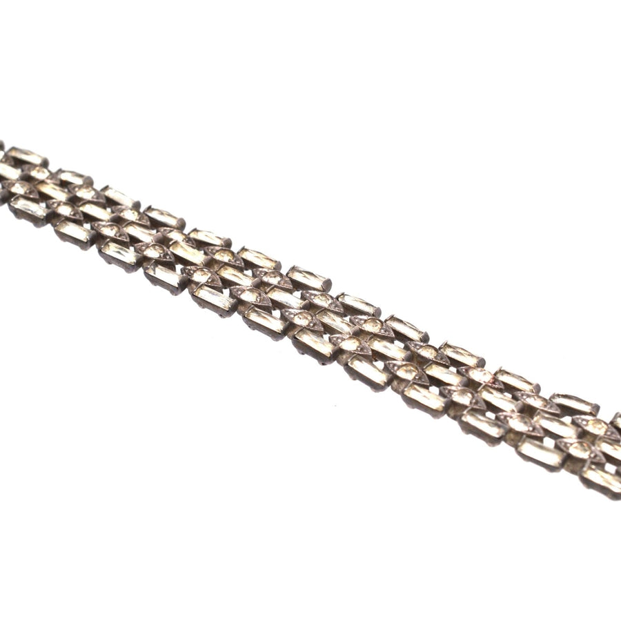 Art Deco silver paste choker necklace showcasing intricate design, elegance, and vintage charm, perfect for special occasions.