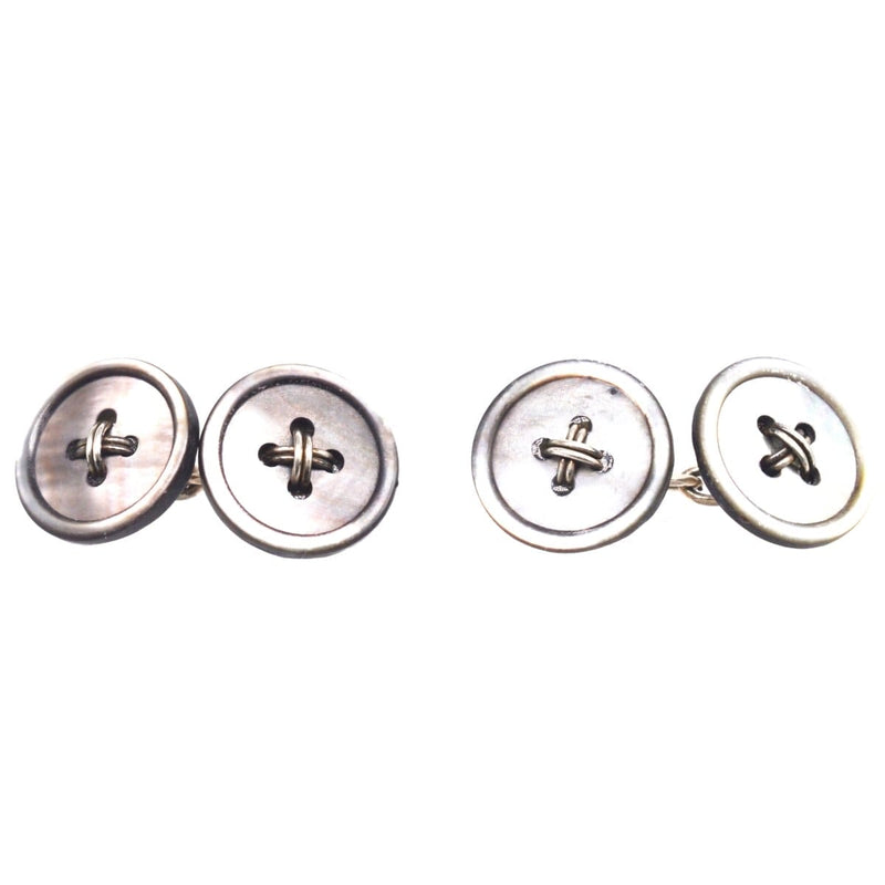 Art Deco Tahitian Black Mother of Pearl Button Cufflinks