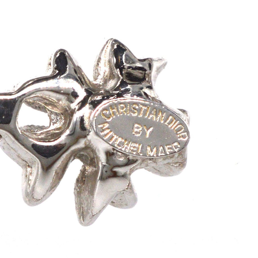 Close-up of Christian Dior by Mitchel Maer 1950s necklace detail with hallmark, showcasing vintage elegance.