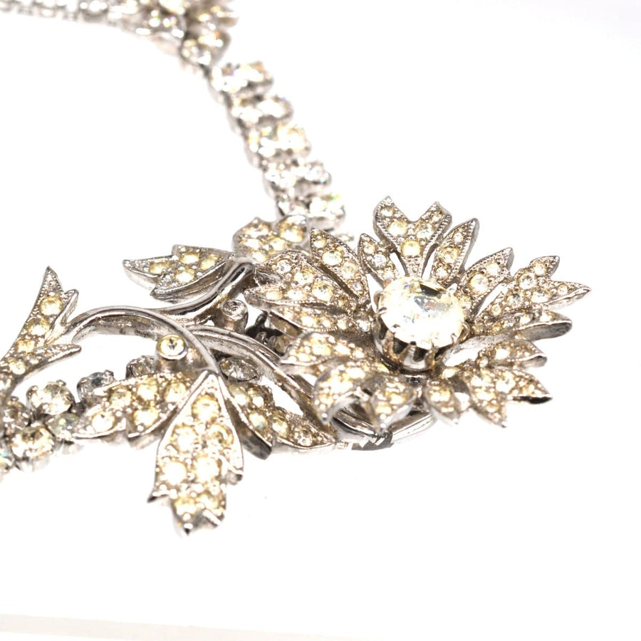 1950s Christian Dior 'En Tremblant' necklace by Mitchel Maer with white paste stones and rhodium plating.