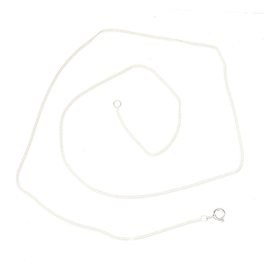 Contemporary silver curb chain 16 inches, finely polished, classic pattern, perfect for everyday wear.