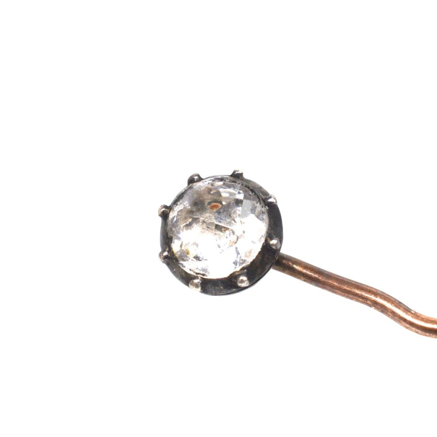 Early 19th Century Silver Paste Tie Pin featuring a rose cut design for elegant style.