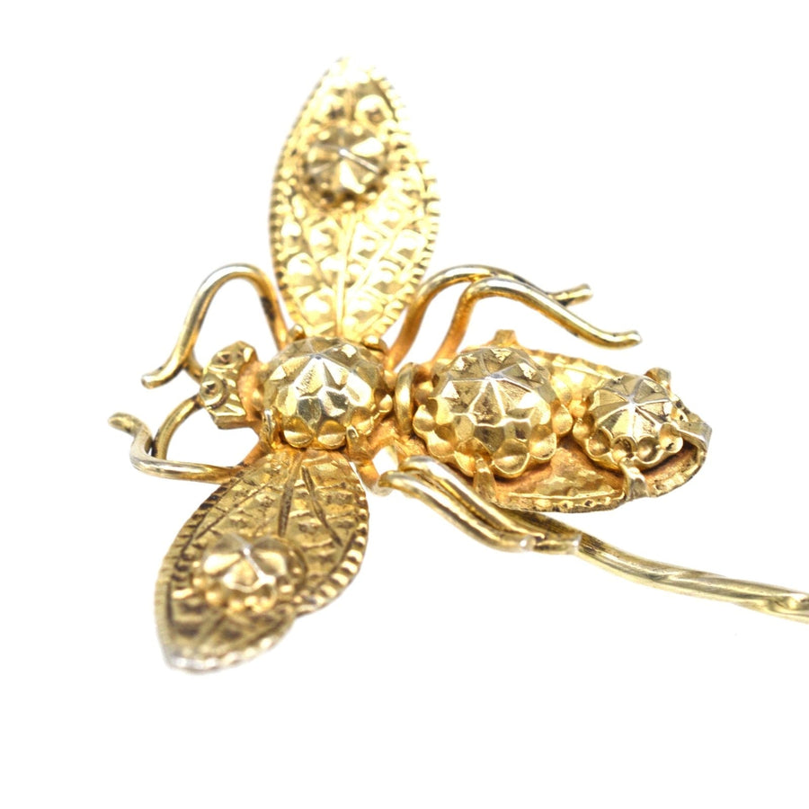 Regency style gold bee tie pin with intricate detailing and sparkling stones, perfect for adding flair to any tie.