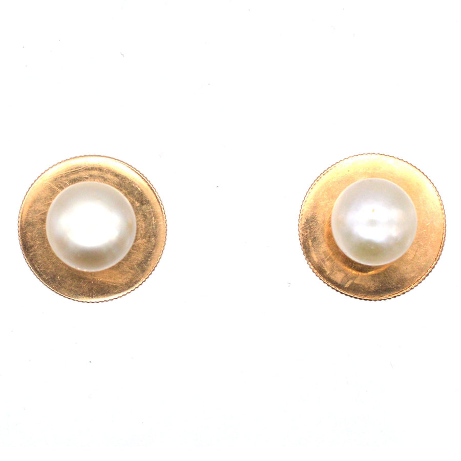 Edwardian 15ct gold natural pearl dress studs in original case, by Fredrick Dixon, St Molton Street, vintage gentlemen's accessory.