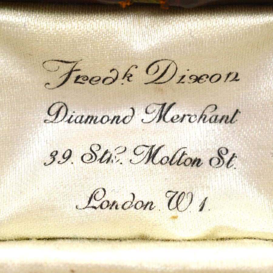 Fredrick Dixon diamond merchant label from original case, St. Molton Street, London, showcasing historic elegance.