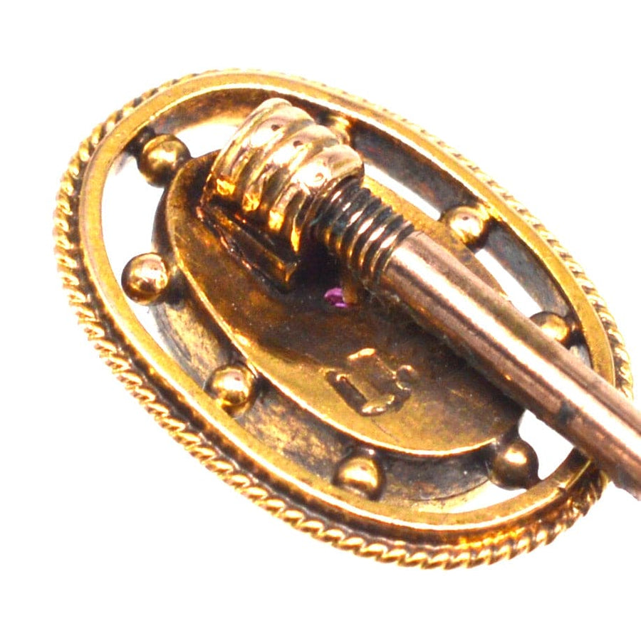 Edwardian 15ct Gold Oval Ruby Star Tie Pin | Parkin and Gerrish | Antique & Vintage Jewellery