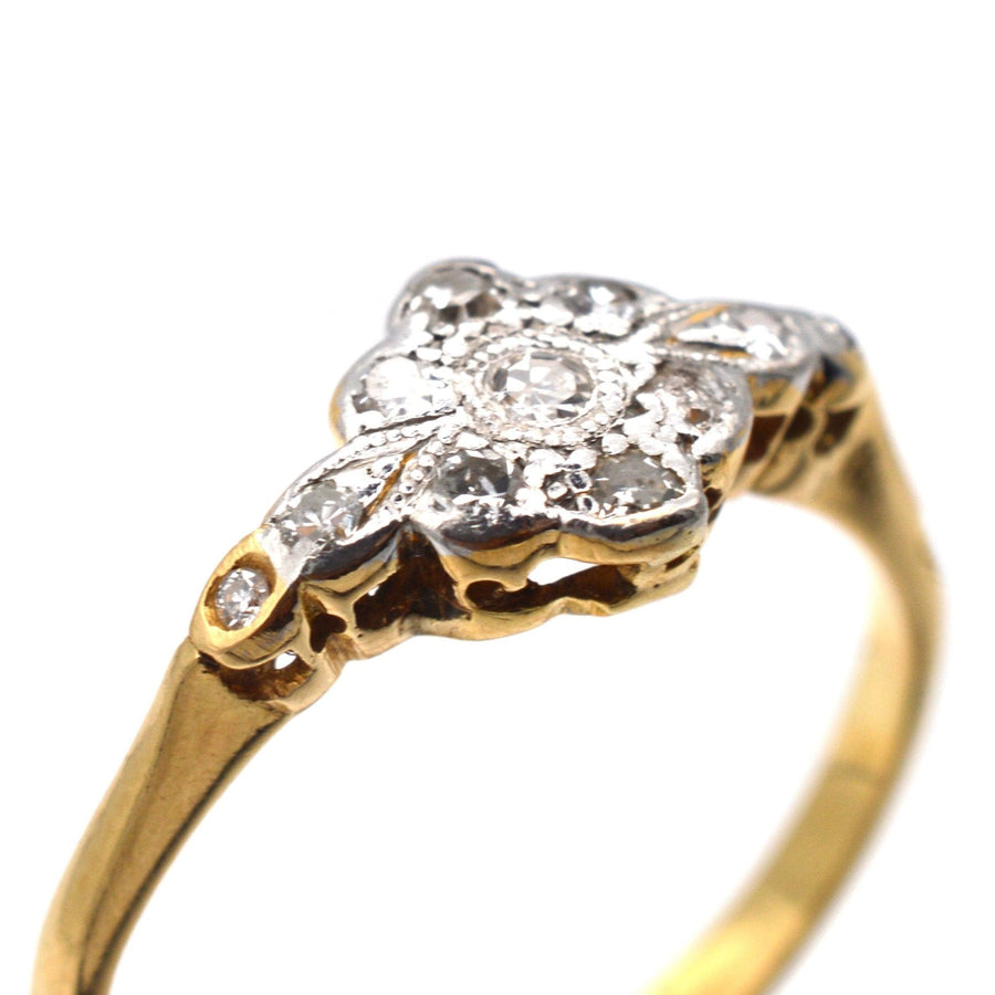 Edwardian 18ct Gold & Platinum, Diamond Cluster Ring | Parkin and Gerrish | Antique & Vintage Jewellery