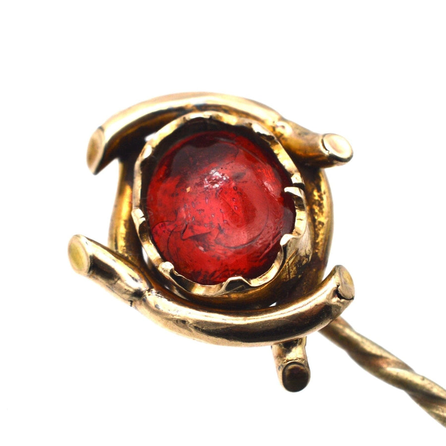 Edwardian 9ct Gold and Red Paste Tie Pin | Parkin and Gerrish | Antique & Vintage Jewellery