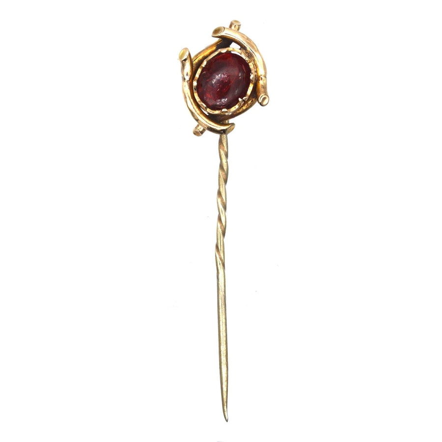 Edwardian 9ct Gold and Red Paste Tie Pin | Parkin and Gerrish | Antique & Vintage Jewellery