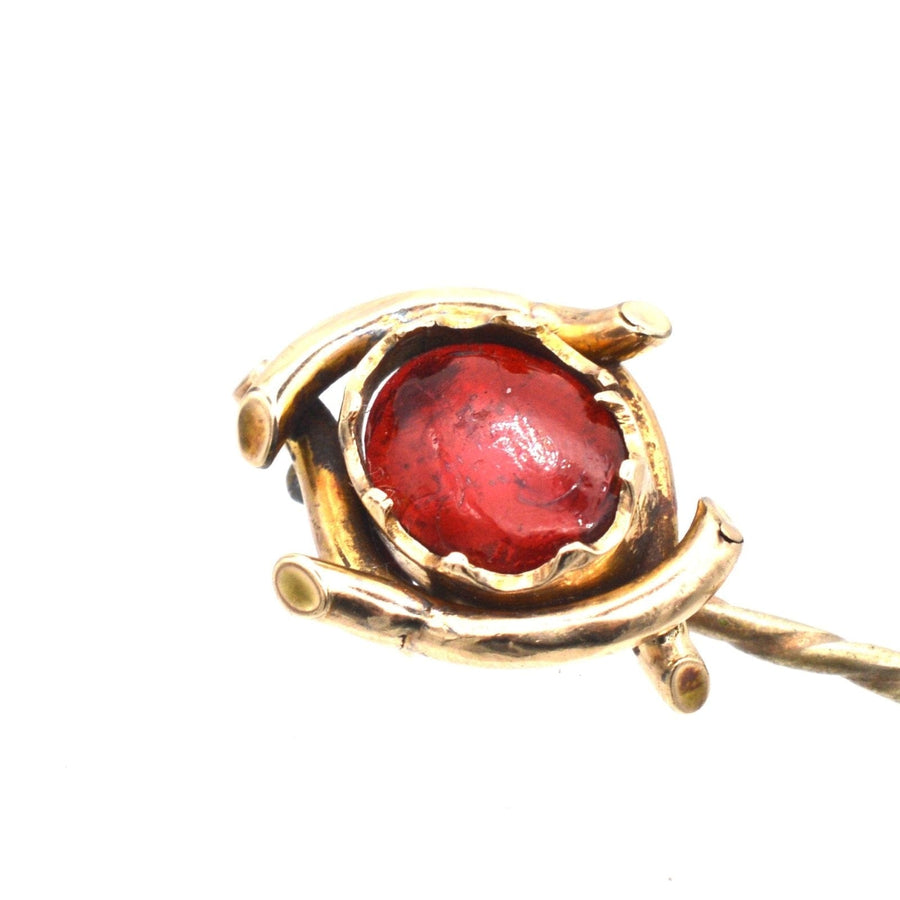 Edwardian 9ct Gold and Red Paste Tie Pin | Parkin and Gerrish | Antique & Vintage Jewellery